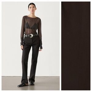 NWT. Massimo Dutti Dark Brown Low-rise Slim Fit Flared Trousers. Size 12.